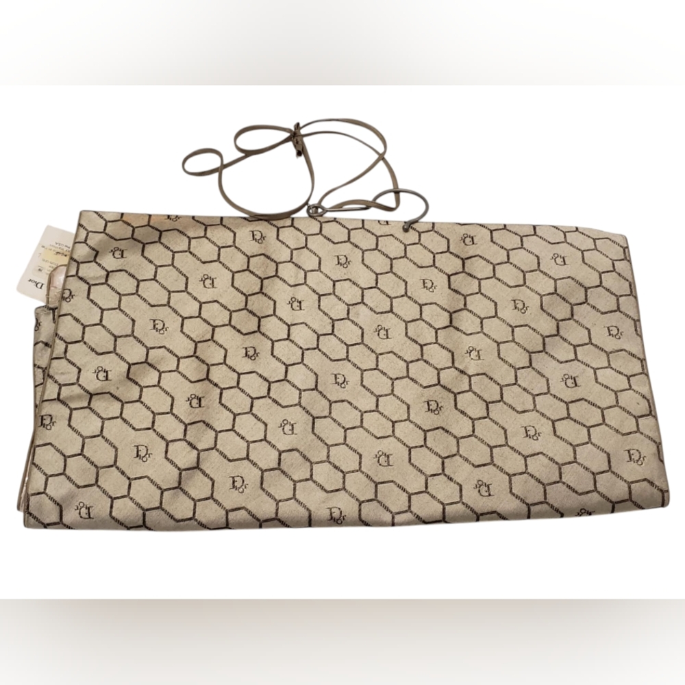 CHRISTIAN DIOR 80s Beige Bag Honeycomb Sacs De Beaute Cosmetic Bag Unisex NEW - Picture 13 of 16